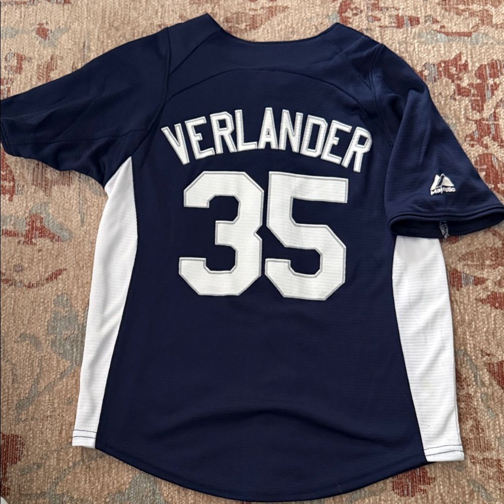 Majestic Detroit Tigers Navy and White Kids Jersey